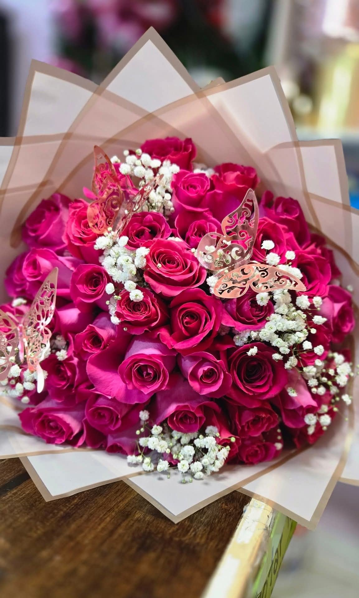 Bouquet of 50 Hot Pink Roses