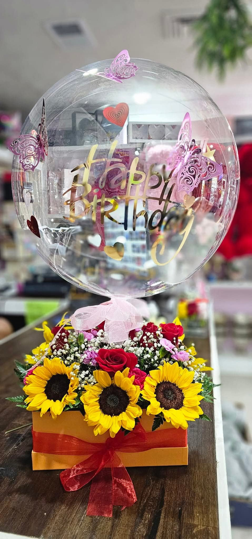 Roses and Sunflowers Birthday Box
