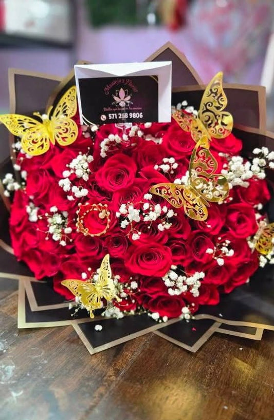 Buchon of Butterflies and Roses with Crown