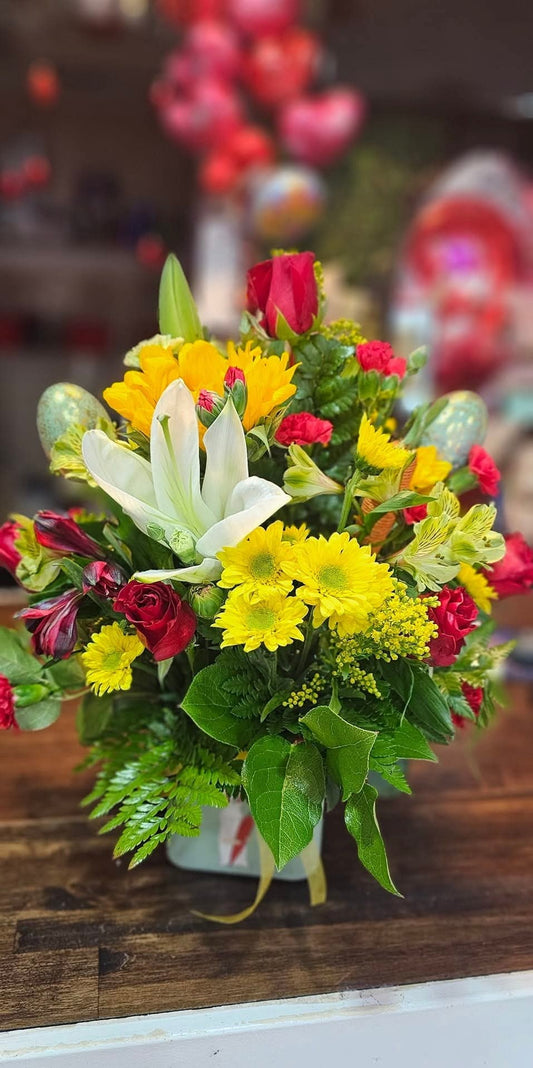 Easter Spring Flower Arrangement in a Vase