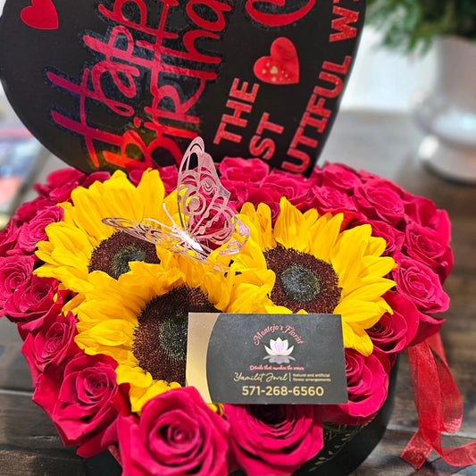 Rose Heart with Sunflowers