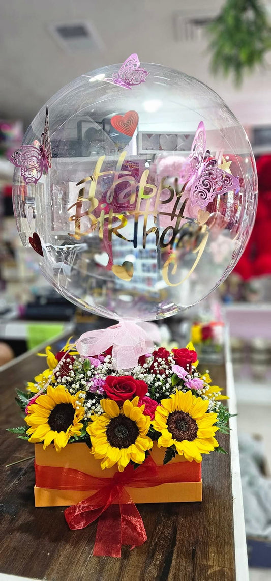 Roses and Sunflowers Birthday Box