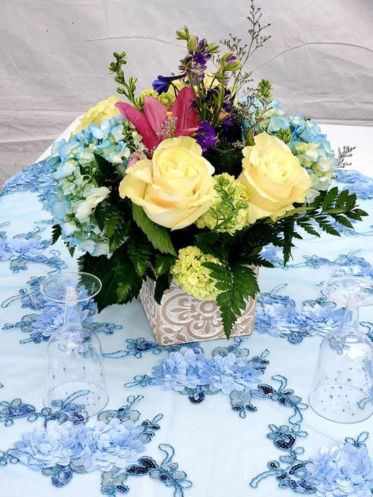 Vibrant Mixed Floral Centerpiece - Wedding & Event Decor