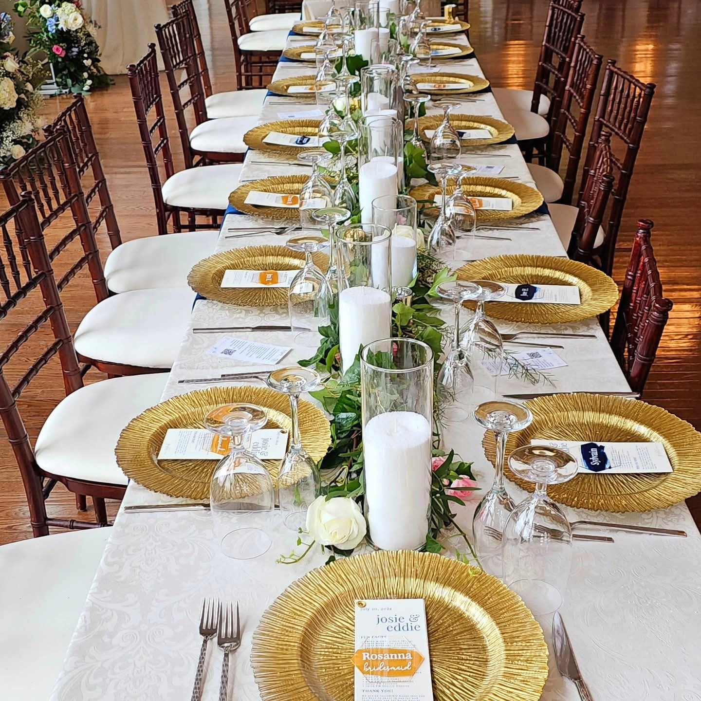 Elegant Greenery & Candle Table Runner - Wedding Decoration